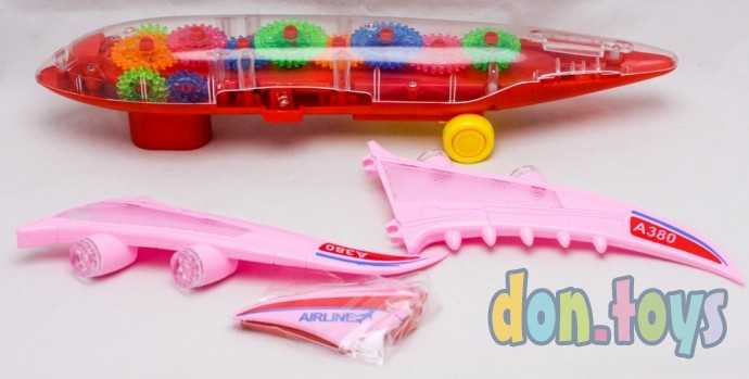 Самолет прозрачный с шестеренками, свет, звук, арт. KH332-5, фото 4