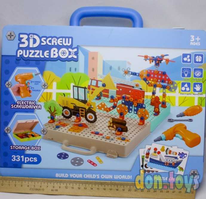 Конструктор- мозаика с трафаретами и шуруповертом, Транспорт, 331 деталь, фото 1