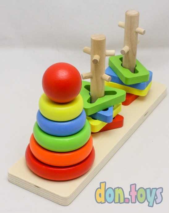 Пирамидка деревянная Изучаем формы, арт. ИД-1045, фото 5