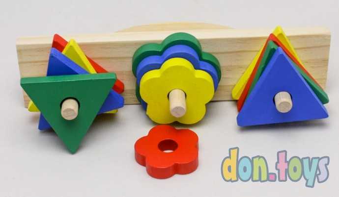 Пирамидка деревянная Формы и баланс, арт. ИД-1047, фото 3