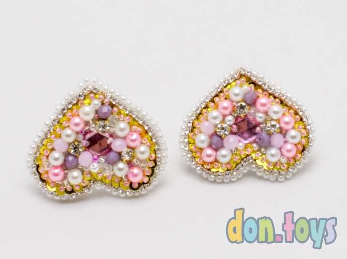 Резинки для волос Сердечки из бусин и страз, 2 шт., фото 1