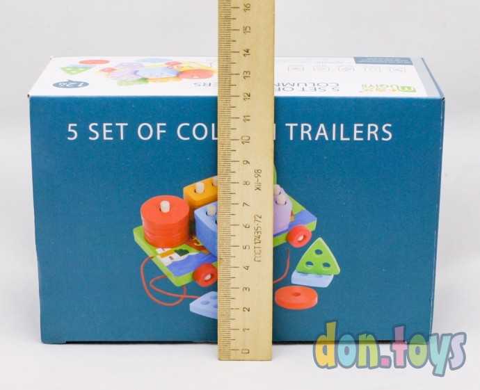 Деревянная каталка с логической пирамидкой сортером, 5 в 1 арт. 3020016 (MC-0150), фото 6