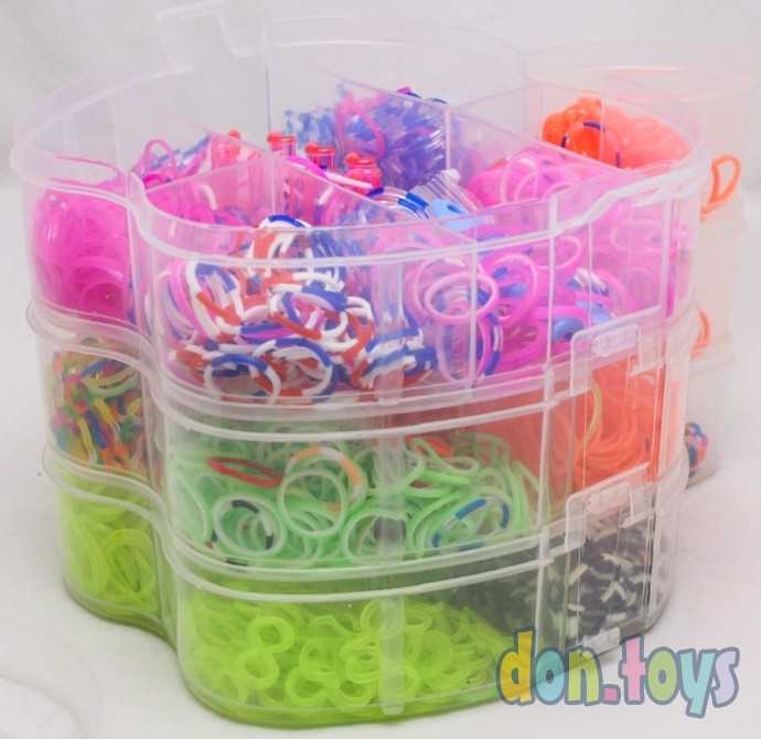 Набор резиночек для плетения в пластиковом боксе 3 этажа, фото 3