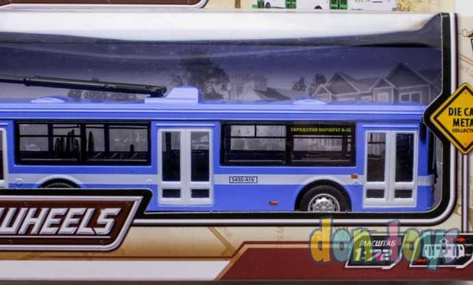 Инерционный троллейбус Лиаз металлический, 1:72, сине-белый, арт. 6407 B, фото 3