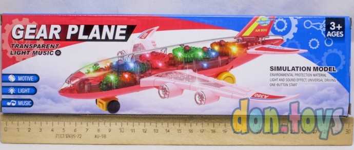 Самолет прозрачный с шестеренками, свет, звук, арт. KH332-5, фото 1