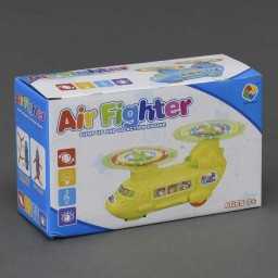 Музыкальный вертолет, свет, музыка, крутится пропеллер.