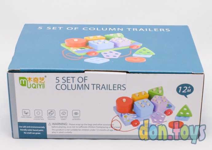 Деревянная каталка с логической пирамидкой сортером, 5 в 1 арт. 3020016 (MC-0150), фото 7