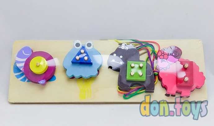 Логическая пирамидка сортер со шнуровкой Зверята, арт. 92-55, фото 2