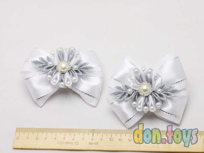 Резинки для волос Белые бантики со снежинкой, 2 шт., фото 2