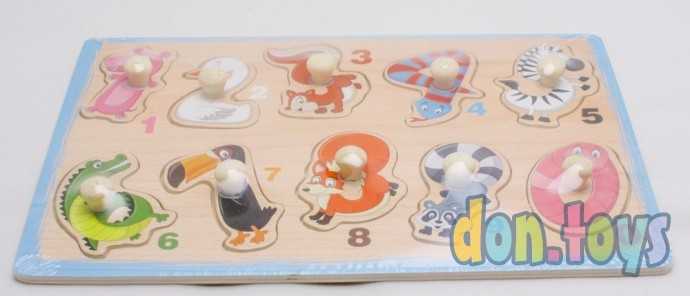 Деревянная рамка-вкладыш Животные -цифры, арт.02339, фото 3