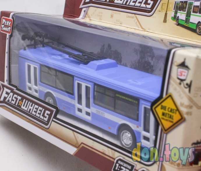 Инерционный троллейбус Лиаз металлический, 1:72, сине-белый, арт. 6407 B, фото 4