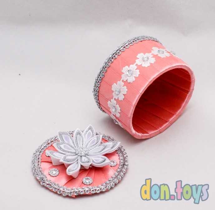 Шкатулка из лент розовая, цветок,, фото 2