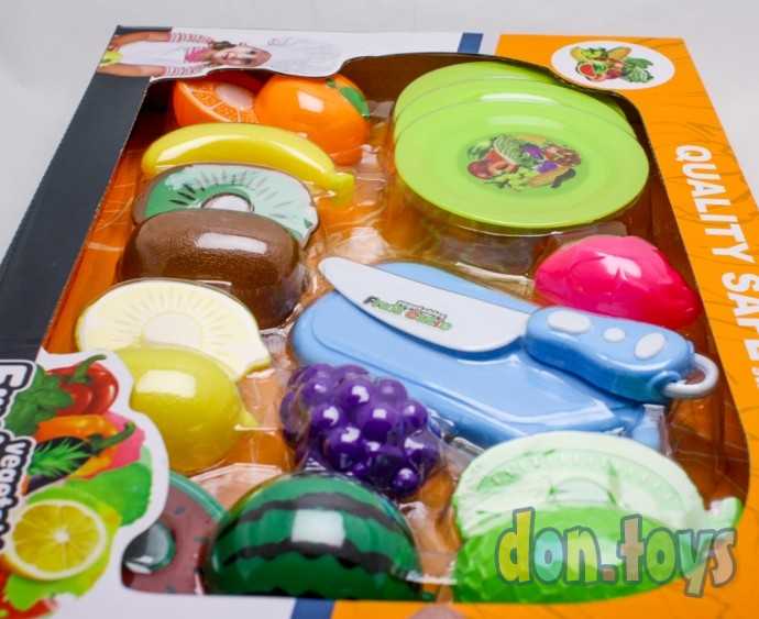 Набор фруктов на липучке с посудой 13 предметов, арт.582-22, фото 6