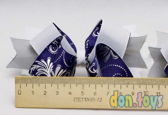 Резинки для волос, Бантик синий с белым и серым, 2 шт., фото 3