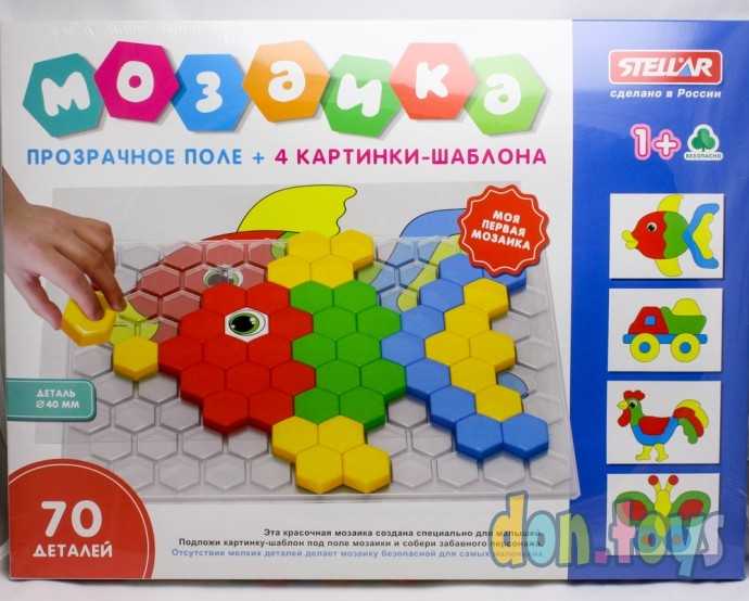 ​Мозаика 40 мм с прозрачным полем 70 деталей, 4 иллюстраций, арт. 01078, фото 1