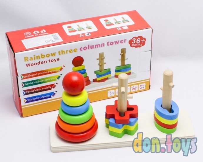 Деревянный логический сортер с пирамидкой, 2955, фото 1