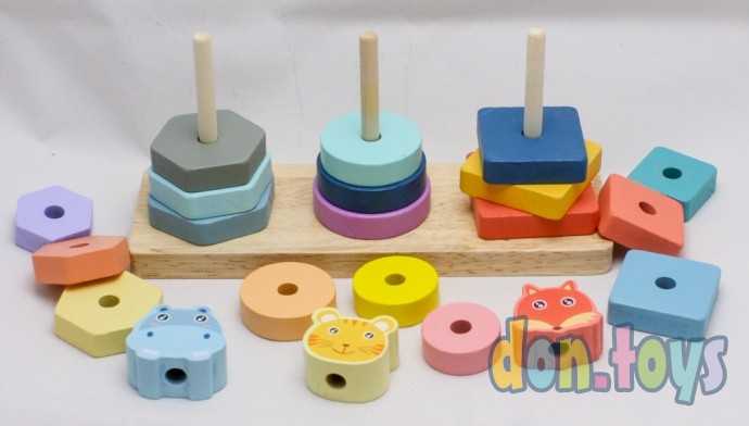 Деревянная игра пирамидка Животные, фото 4