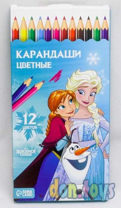 Лицензия. Карандаши 12 цветов "Эльза и Анна", заточенные, шестигранные, арт. 5012651, фото 1