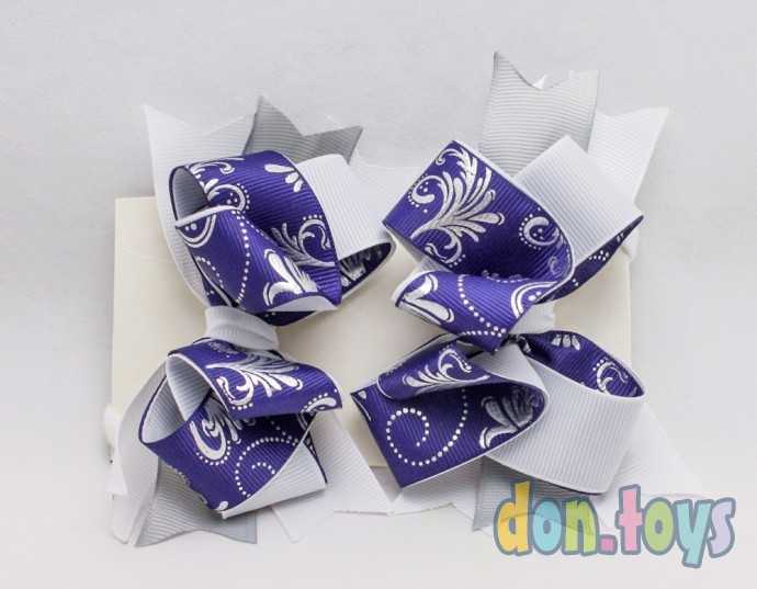 Резинки для волос, Бантик синий с белым и серым, 2 шт., фото 6
