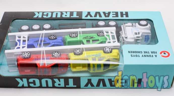 Набор машинок инерционных Перевозчик пикапов, 4 машинки, арт. 1947496, фото 4