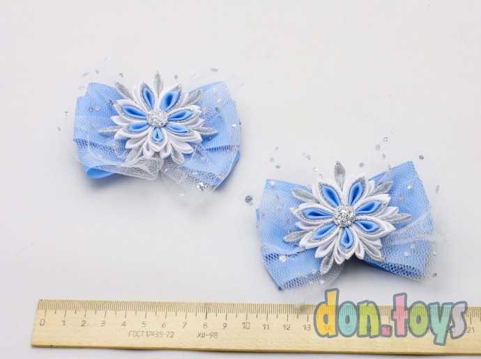 Голубые резинки для волос Снежинки-звездочки, 2 шт., фото 3