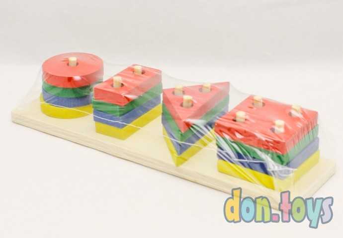 Деревянная логическая игрушка Пирамидка-сортер, арт. 93-2, фото 5