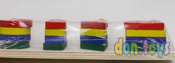 Пирамидка логическая "Фигуры", окрас глянцевый, 4 шт. на основании, арт. 442650, фото 4