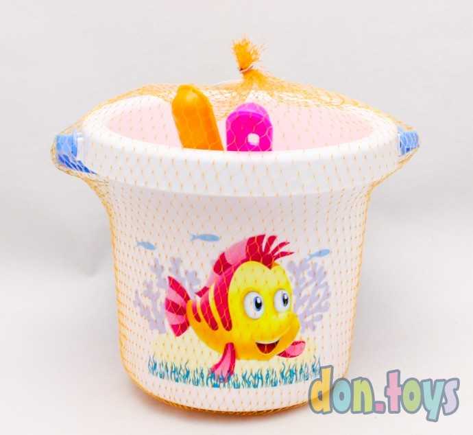 Песочный набор №131.Ведро 1,4 л термо, совок 19 см, грабли 19 см, арт. 01831, фото 1