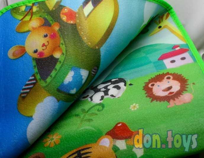 Детский двухсторонний развивающий термо-коврик в сумке, размер 150x180 см, фото 6