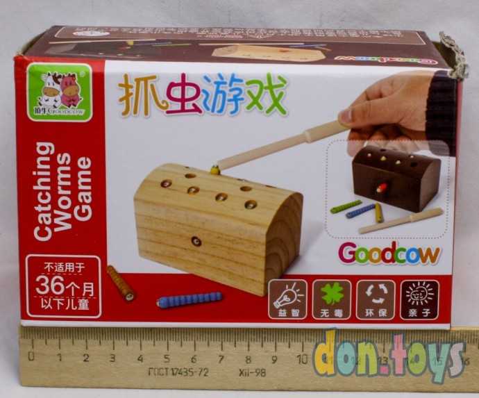 Магнитная игра "Поймай червячка" в деревянном сундуке, фото 2