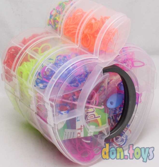 Набор резиночек для плетения в пластиковом боксе 3 этажа, фото 4