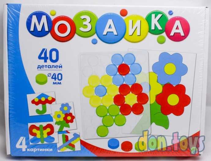 Мозаика 40 фишек, 40 мм, (прозрачное поле, карточки), арт. М-9579, фото 1