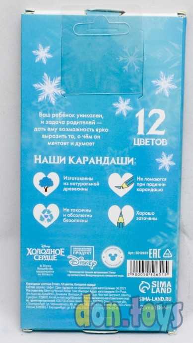 Лицензия. Карандаши 12 цветов "Эльза и Анна", заточенные, шестигранные, арт. 5012651, фото 3