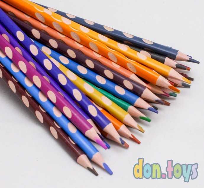 Карандаши 36 цветов в пластиковом тубусе, корпус треугольный, заточенные, арт. 5305980, фото 2