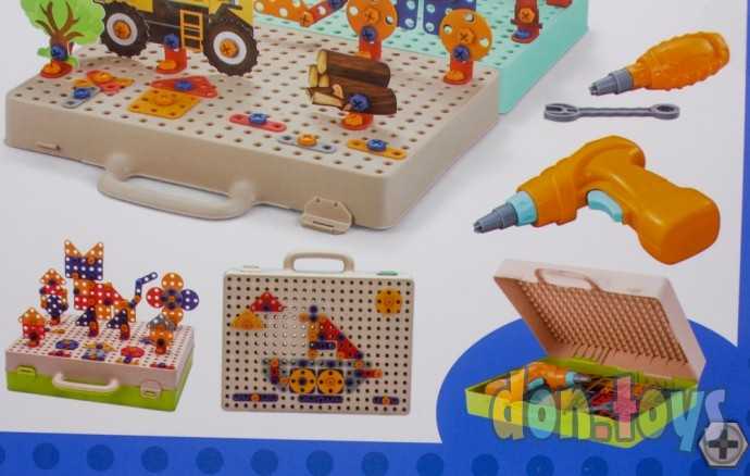 Конструктор- мозаика с трафаретами и шуруповертом, Транспорт, 331 деталь, фото 4