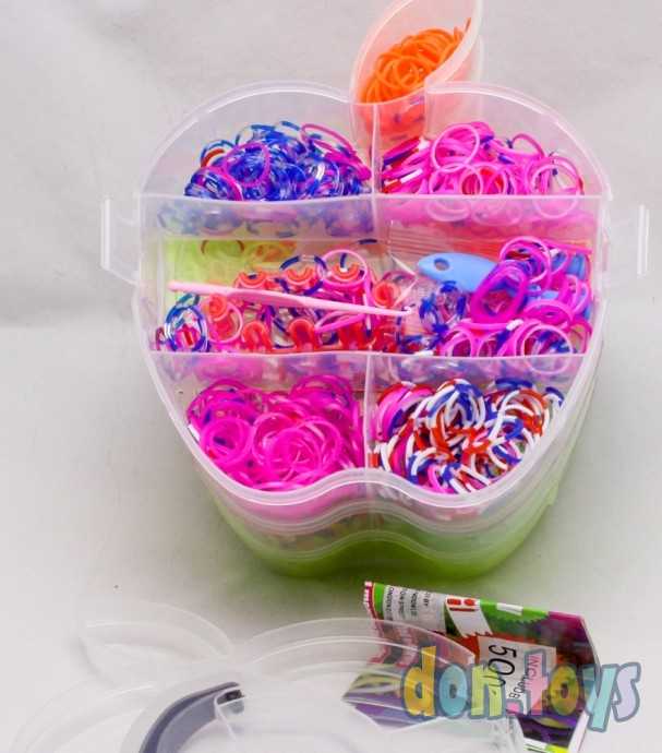 Набор резиночек для плетения в пластиковом боксе 3 этажа, фото 1