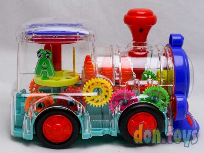 Паровоз с шестеренками, прозрачный, свет, звук, арт. 238-1, фото 3