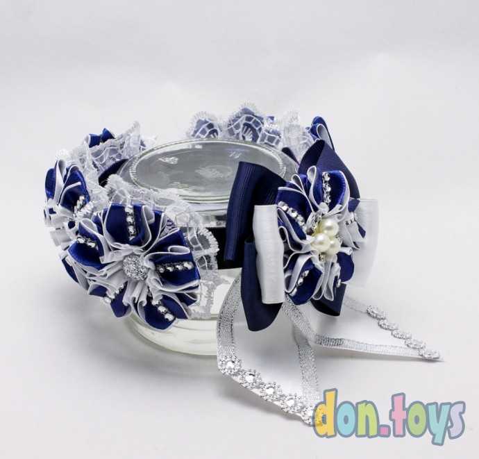 Резинка на пучок Синие цветы, фото 2