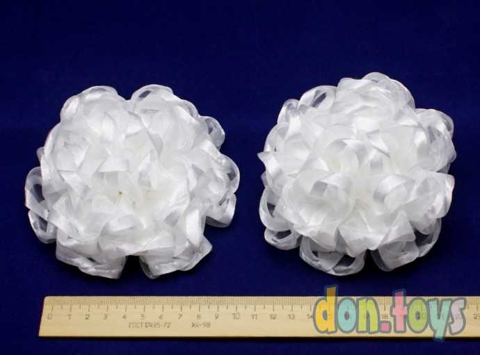 Объемные белые пышные банты с резинками для волос, 2 шт., фото 3