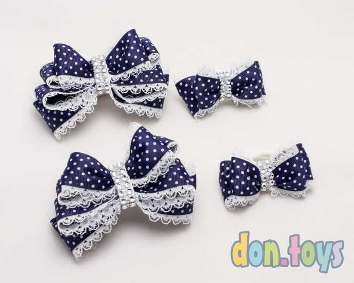 Набор резиночки Бантики в горошек, 4 шт., фото 1