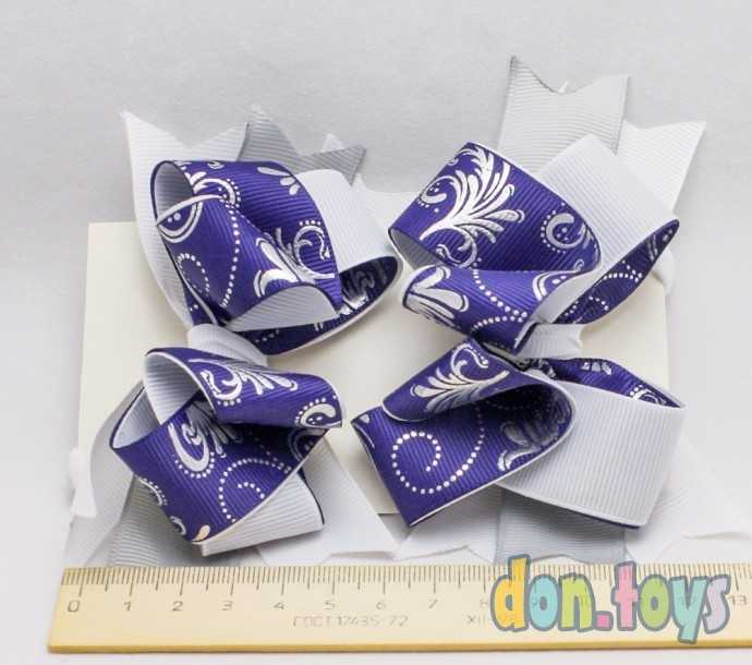 Резинки для волос, Бантик синий с белым и серым, 2 шт., фото 7
