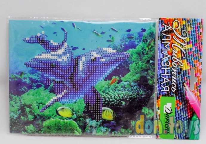 Алмазная живопись, Darlens. Дельфины, частич. заполнение, 14х18 см, арт. 1769, фото 1