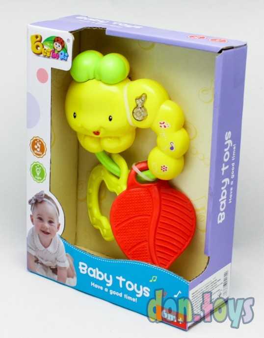 Погремушка Гусеничка с прорезывателями, звук, свет, фото 2