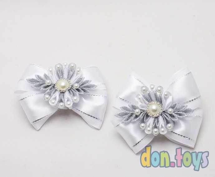 Резинки для волос Белые бантики со снежинкой, 2 шт., фото 3