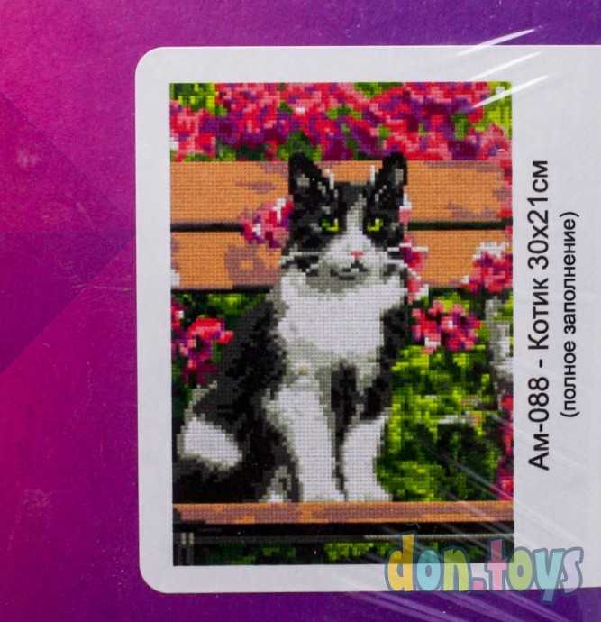 Алмазная мозаика LORI, 21*30 см полное заполнение "Котик" без подр., арт. Ам-088, фото 1