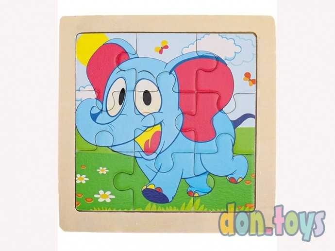 Деревянная Пазл-рамка "Слоник" (9 элементов), арт. ИД-0119, фото 2