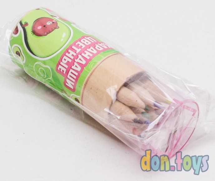 Набор цветных карандашей мини в тубусе «Авокотик», 12 шт, с точилкой, арт. 7688267, фото 4