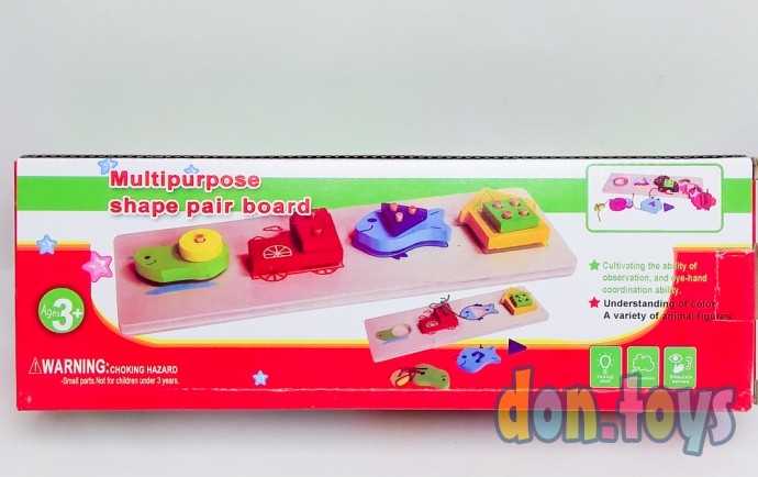 Логическая пирамидка сортер со шнуровкой Зверята, арт. 92-55, фото 5