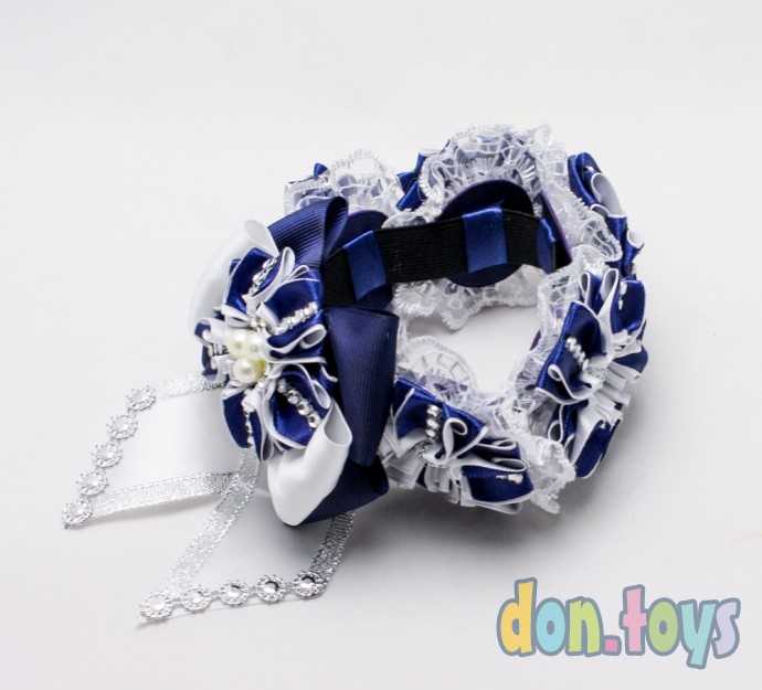 Резинка на пучок Синие цветы, фото 5