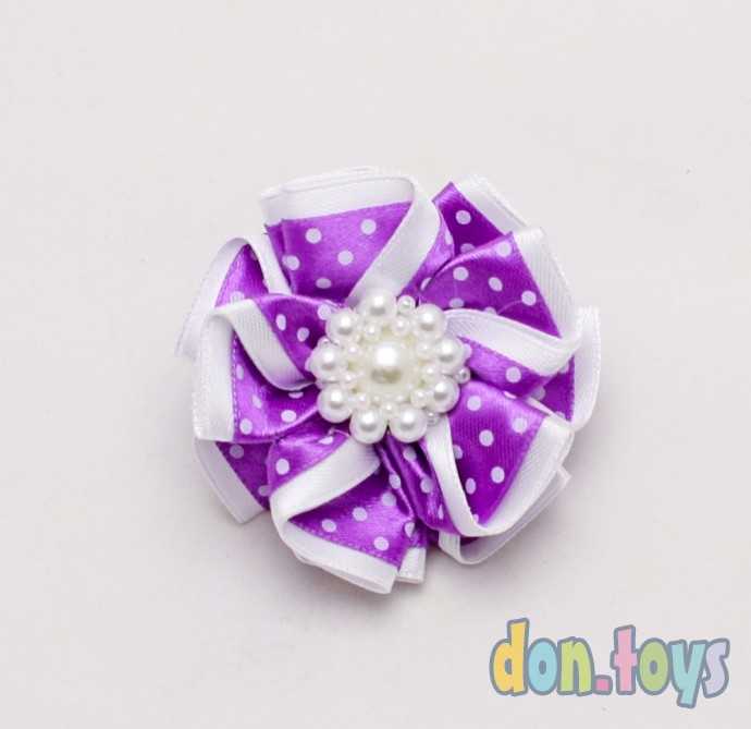 Резинка для волос Фиолетовый цветок в горошек, фото 3